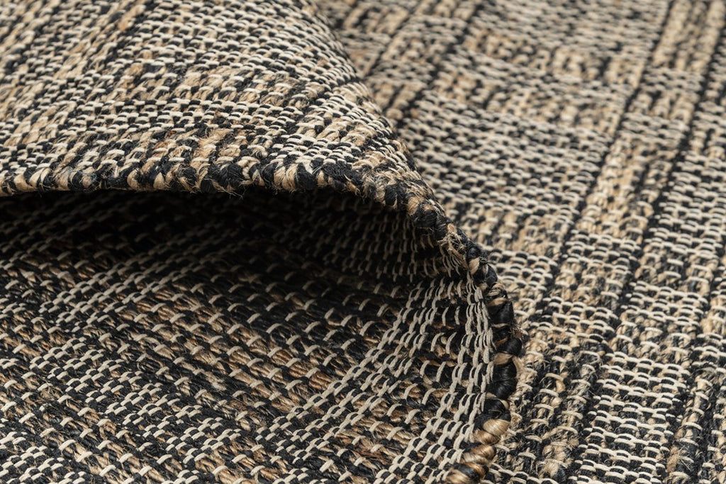 Cleo Charcoal Gold Panja Weave Dhurrie