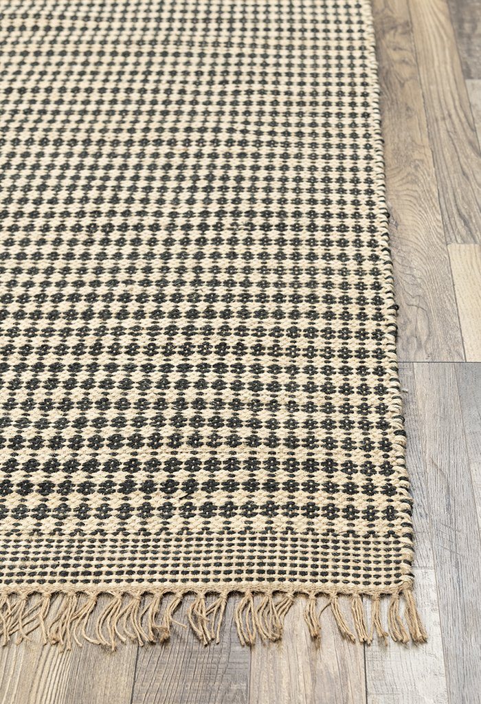 Leela Beige.Black Shuttle Weave Durrie