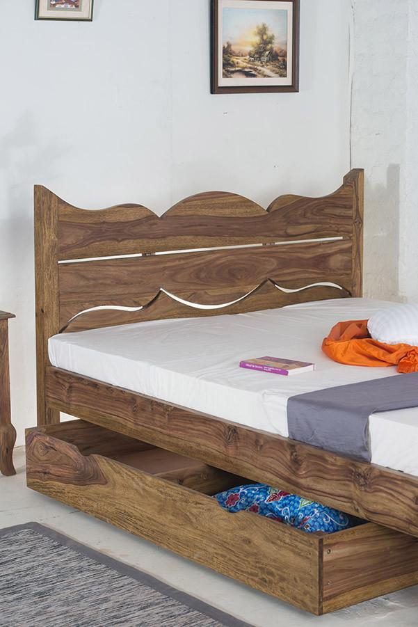 With Trolley Solid Sheesham Wood bed - Tania Grand Bed