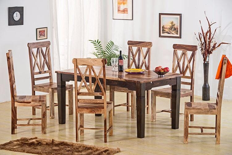 Solid Wood ETER Dining Set 6 Seater with Chairs