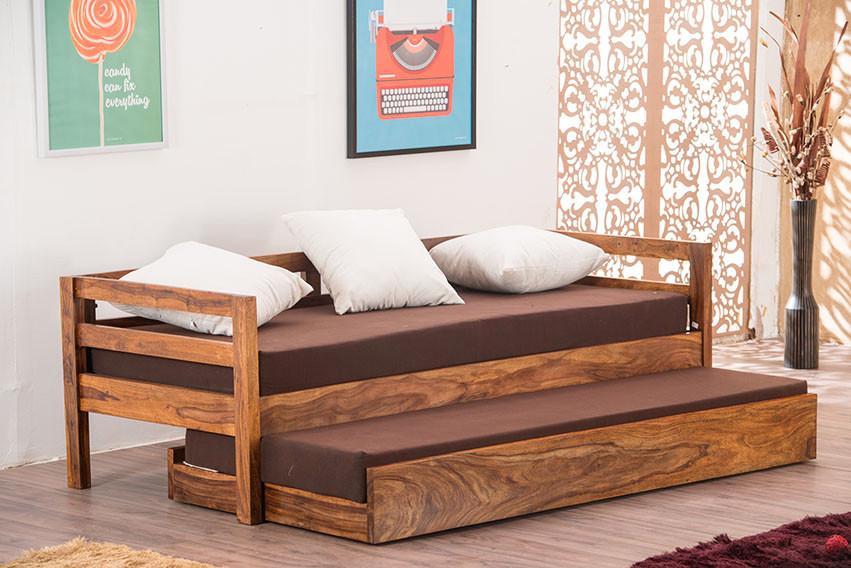 Solid Wood Capital Sofa cum Bed Trundle