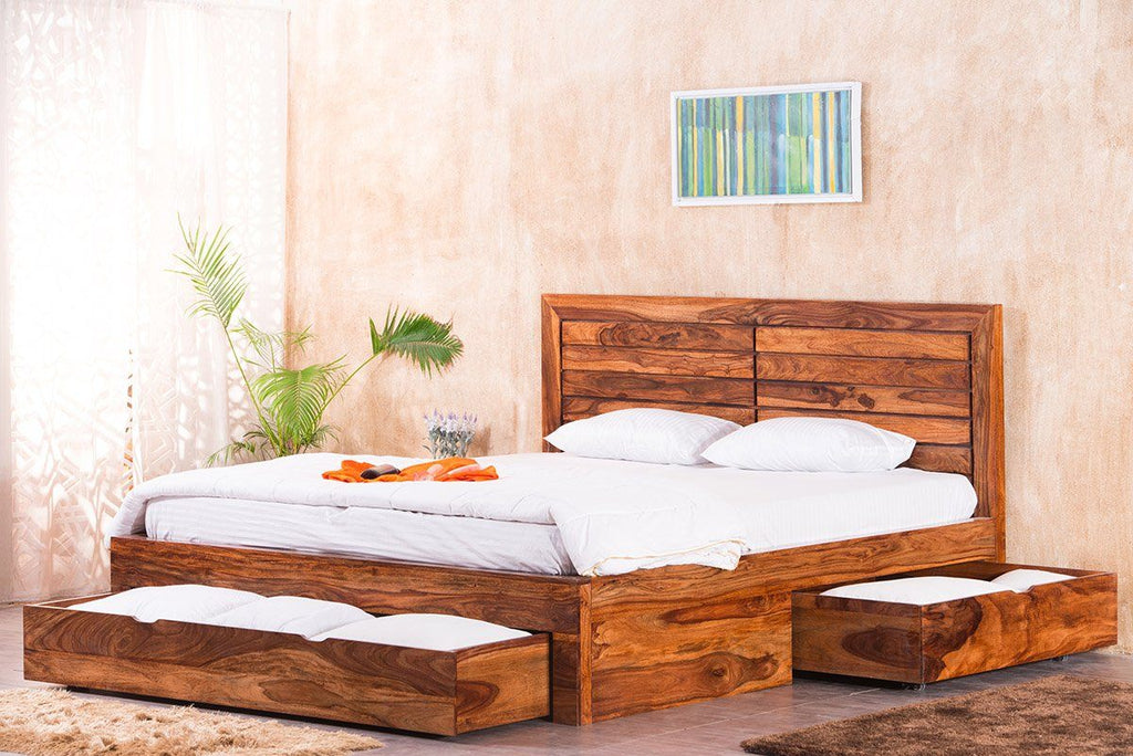 Solid Wood Imperia Bed with Drawer Storages