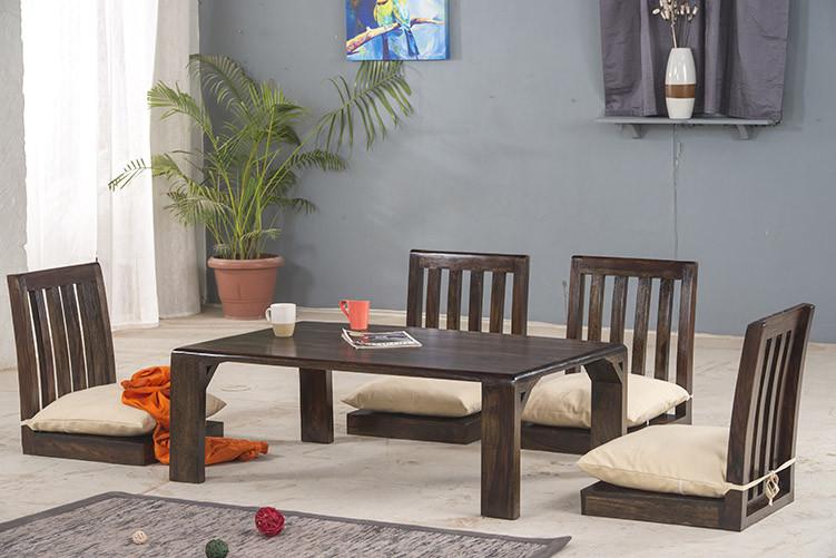 Solid Wood Japanese Style Low Dining Table Breakfast Table Set