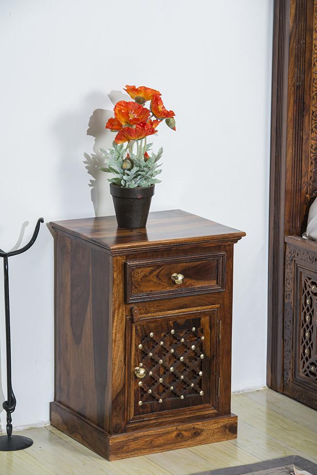 Solid Wood Brass Bedside Table B