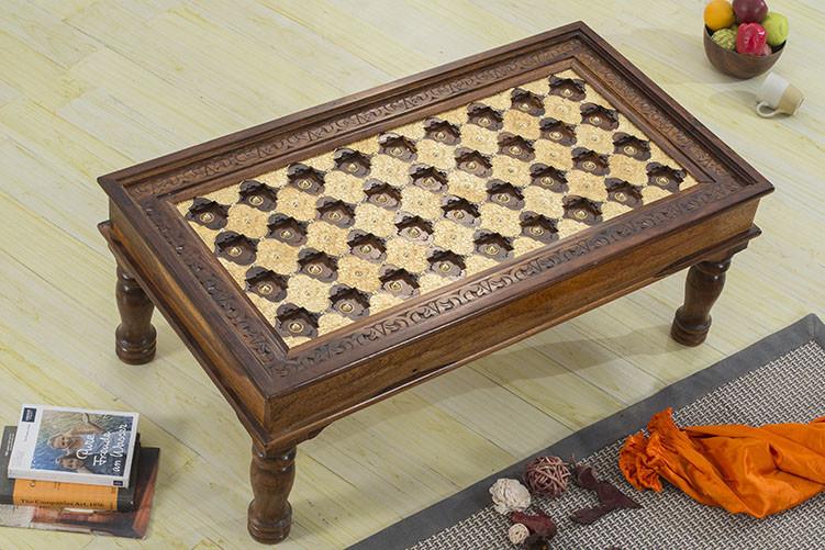 Solid Wood Brass Coffee Table A