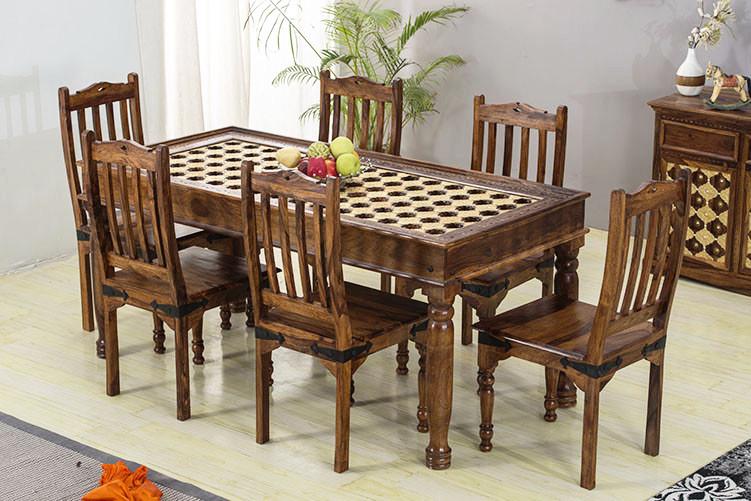 Solid Wood Brass Dining Set A