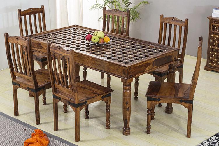 Solid Wood Brass Dining Set C