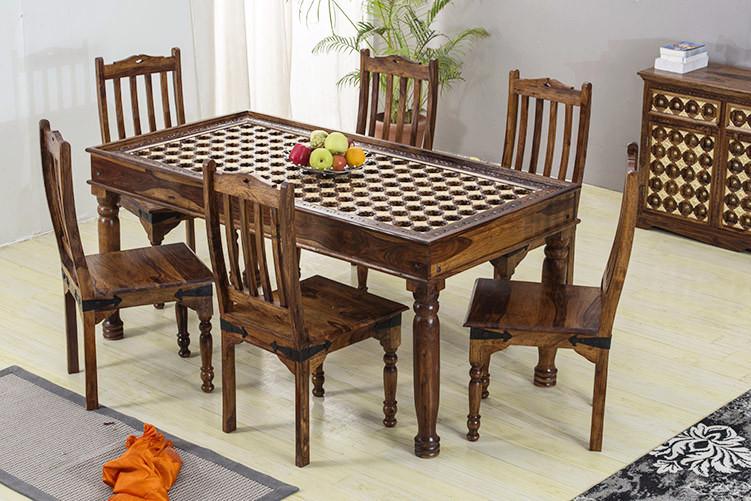 Solid Wood Brass Dining Set D