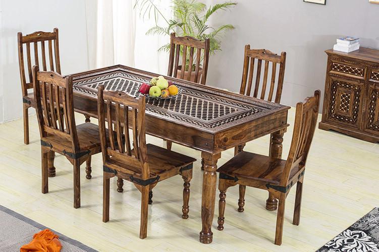 Solid Wood Brass Dining Set B