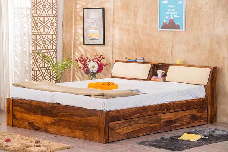 Solid Wood Slant Storage Bed