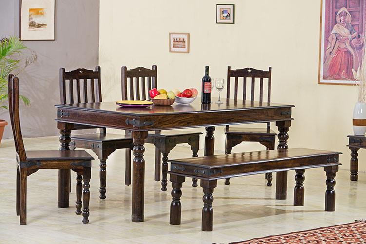 Solid Wood Jaipur Dining Set with Bench Saraf Furniture