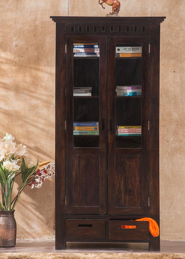 Solid Wood Kuber Bookcase with Glass Doors