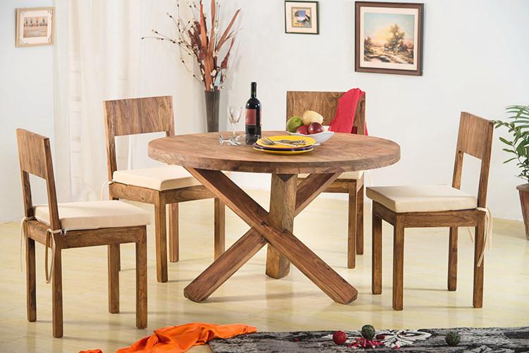 Solid Wood Capital Round Dining Set