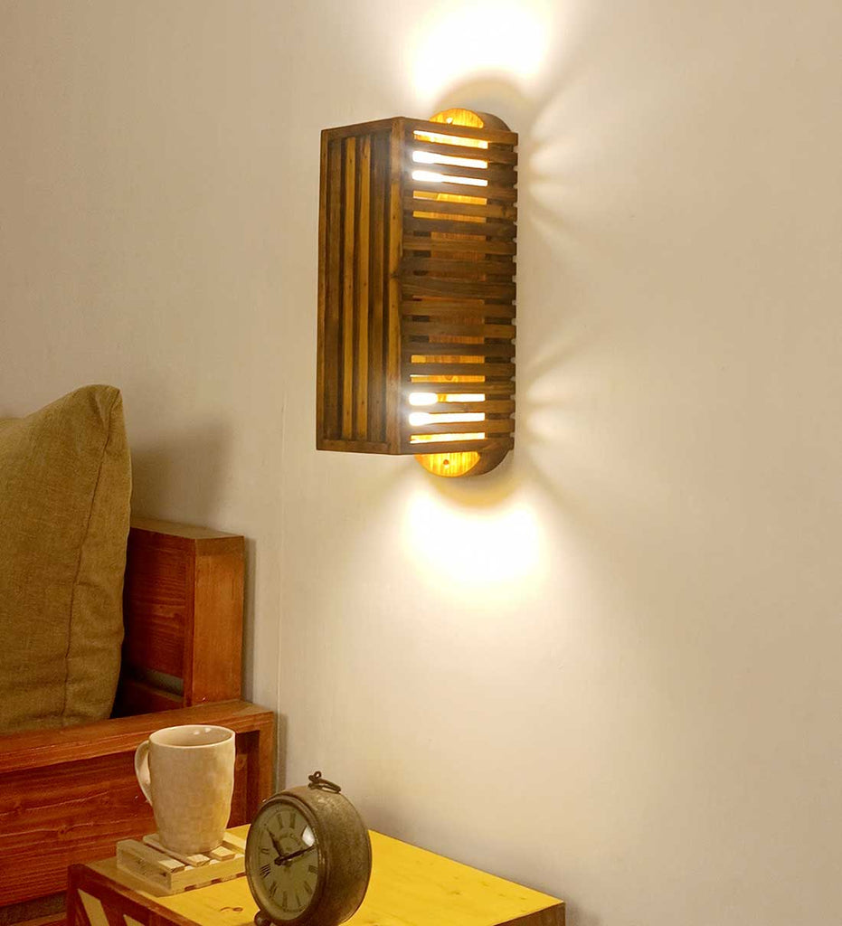 Elegant Lux Brown Wooden Wall Light