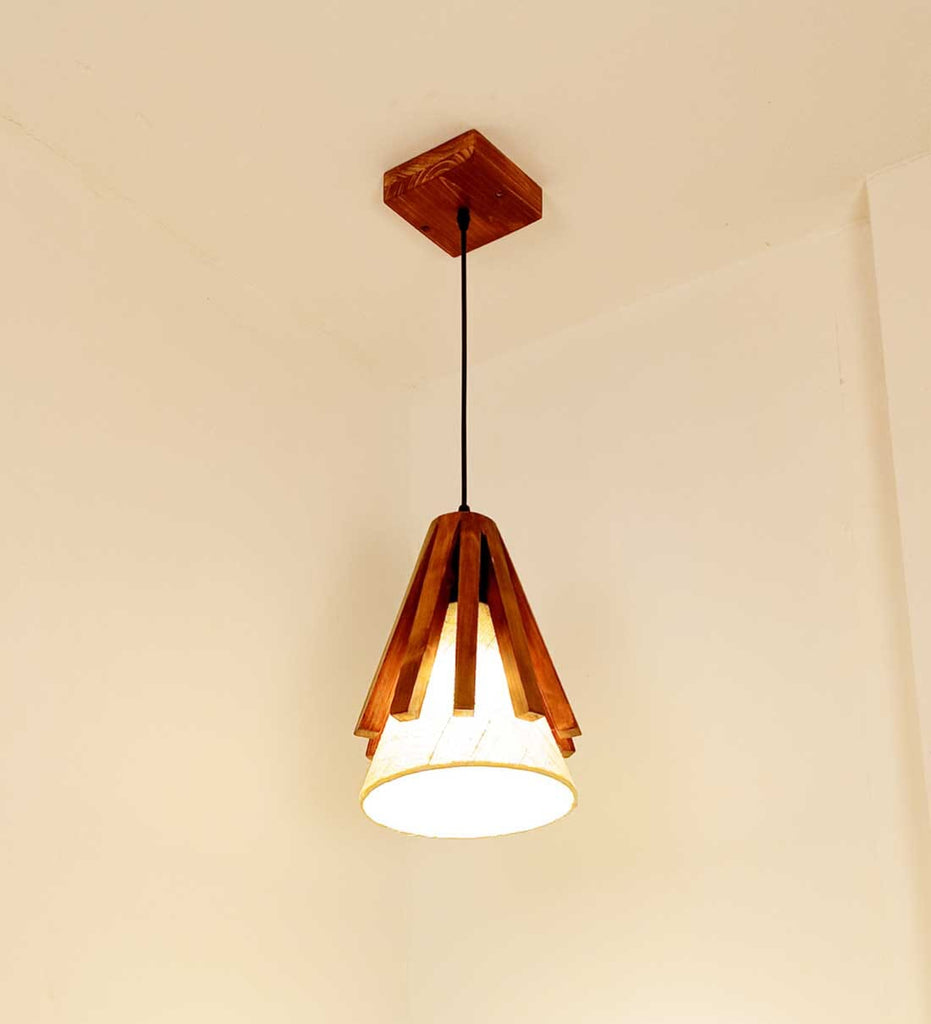 Flue Brown Wooden Single Hanging Lamp
