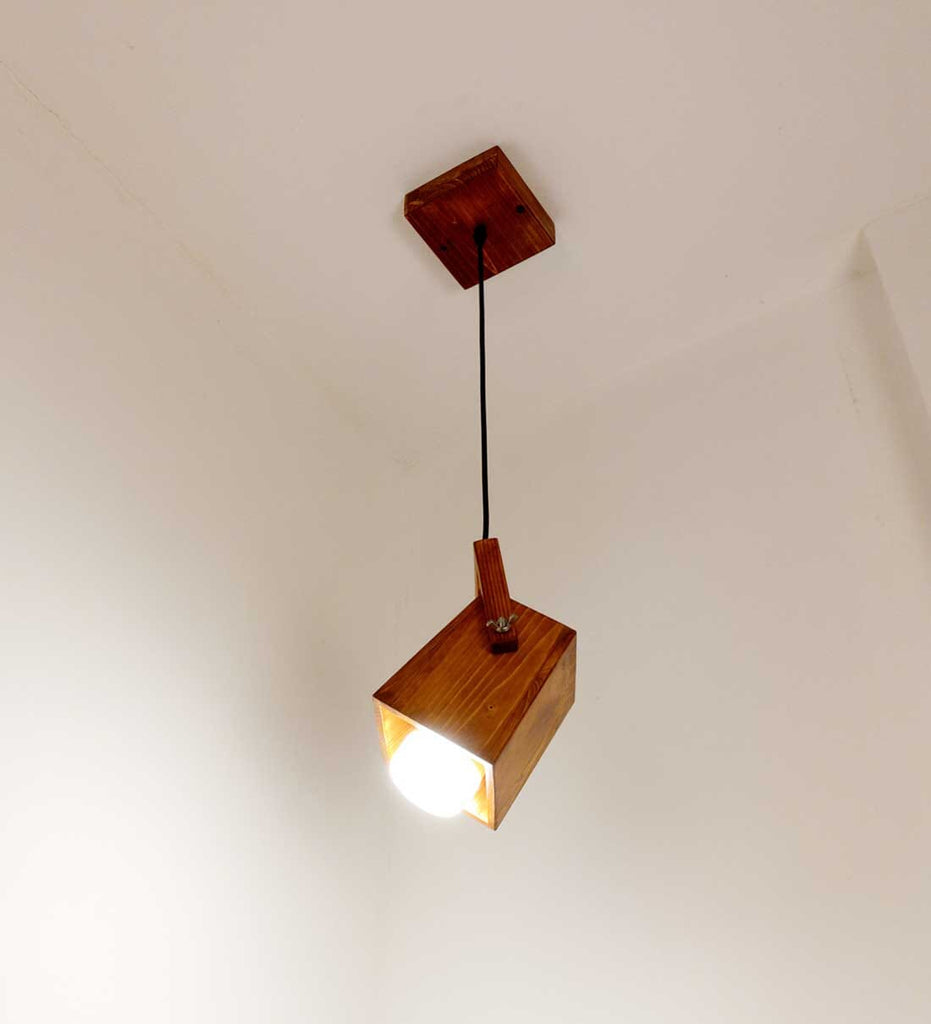 Focal Brown Wooden Single Hanging Lamp
