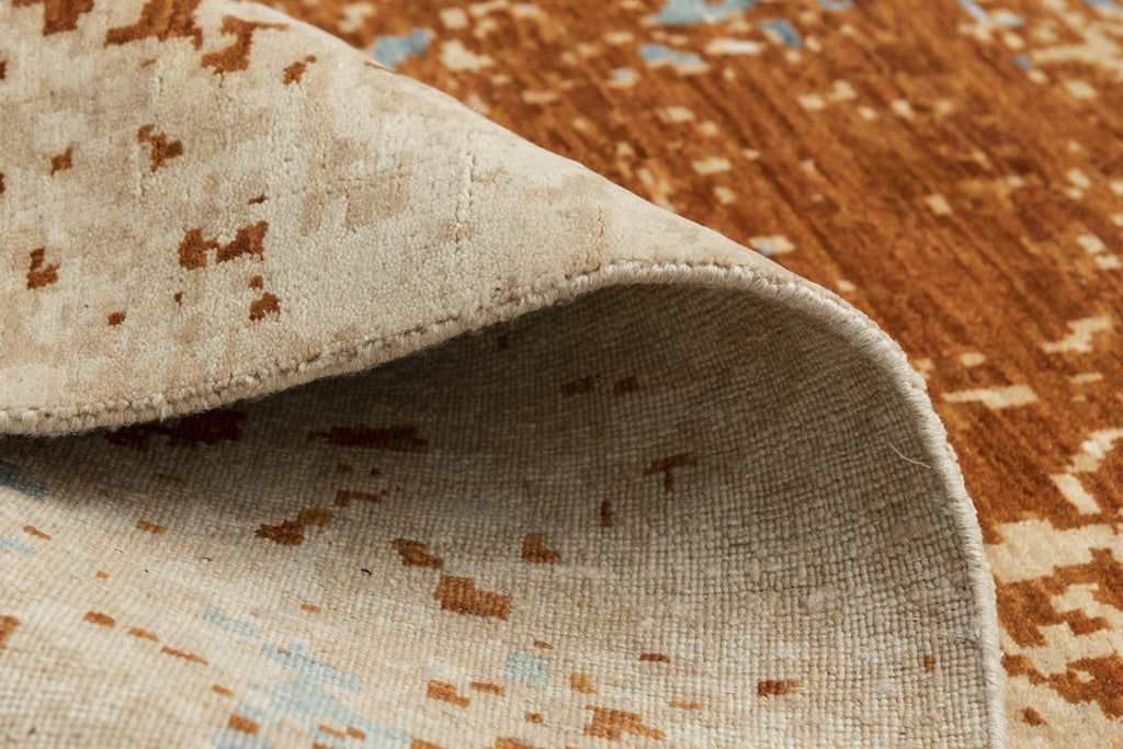 Luxury - Britta Beige Rust Pure Silk & Wool Hand Knotted Premium Carpet