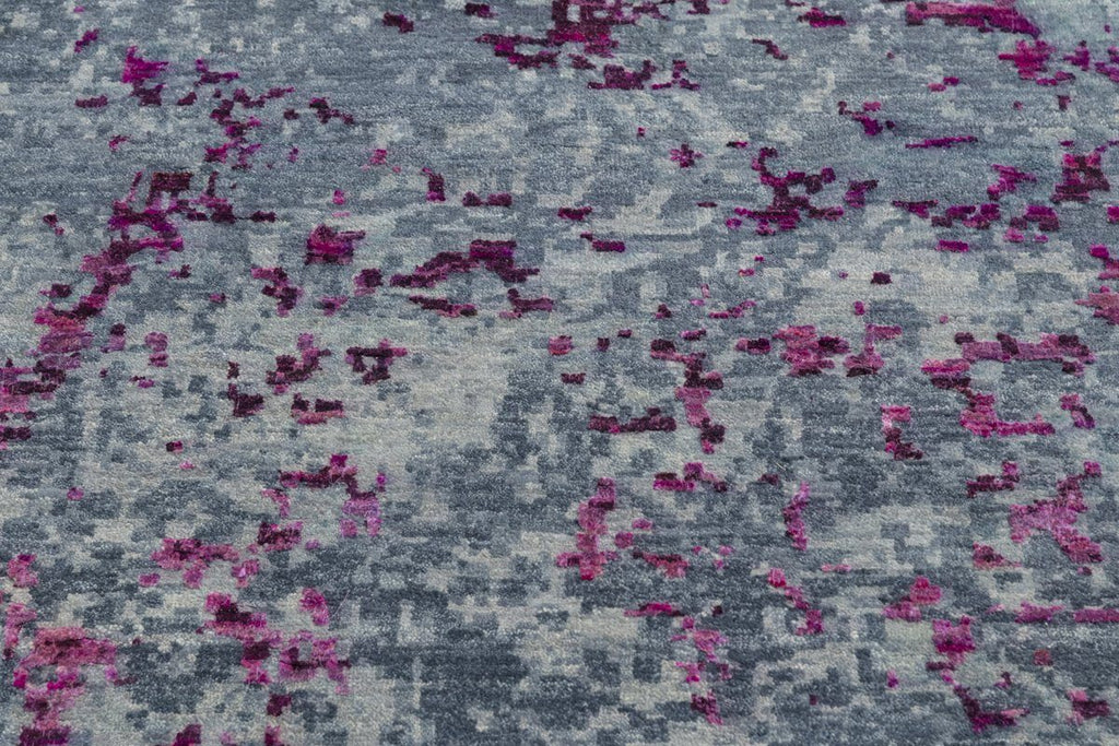 Luxury - Grove Blue Pink Pure Silk & Wool Hand Knotted Premium Carpet