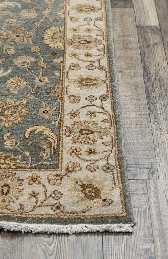 Luxury - Vanadey Sea Blue Ivory New Neland Wool Hand Knotted Premium Carpet