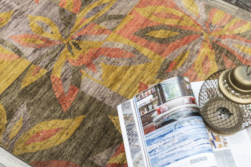 Luxury - Rize Mustard Fucia New Neland Wool Hand Knotted Premium Carpet