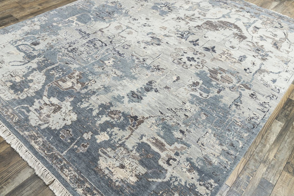 Luxury - Boheme Blue Silver Pure Silk & Wool Hand Knotted Premium Carpet