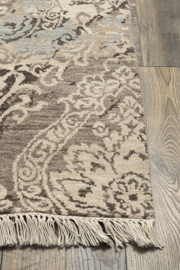 Luxury - Almira Beige Brown Pure Silk & Wool Hand Knotted Premium Carpet