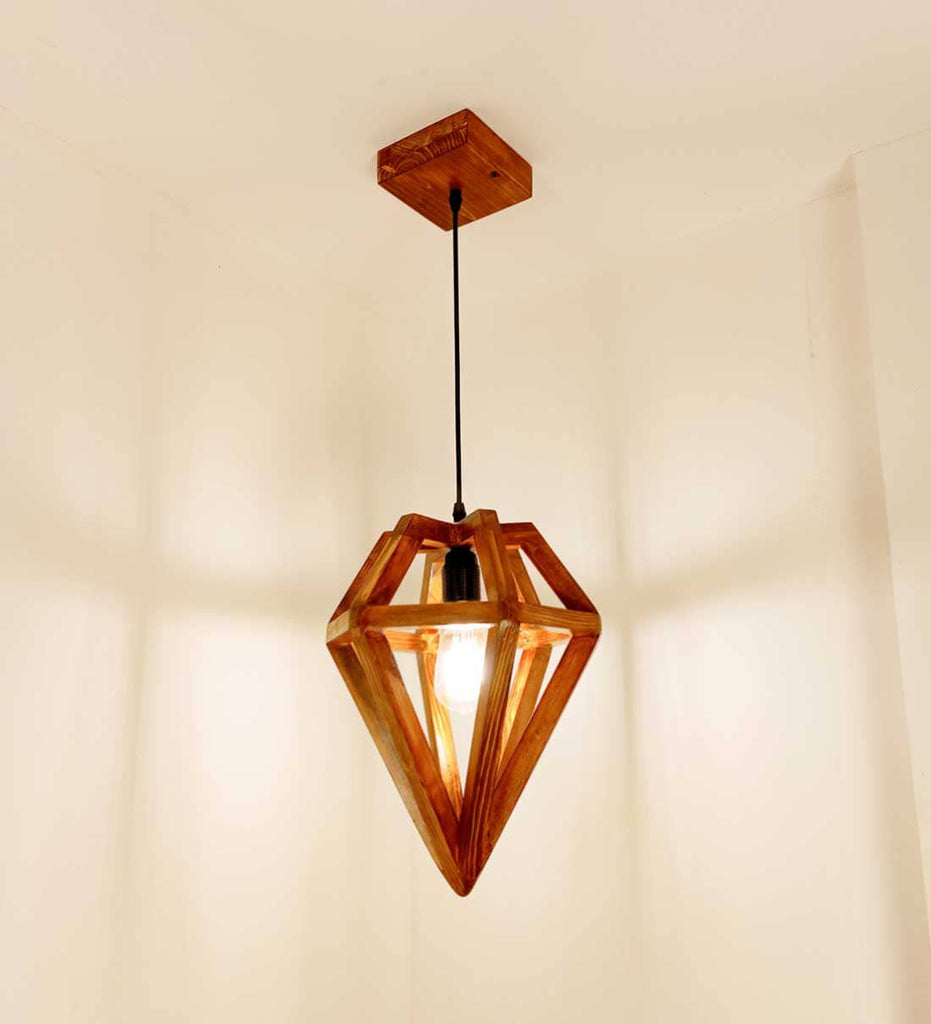 Gem Brown Wooden Single Hanging Lamp