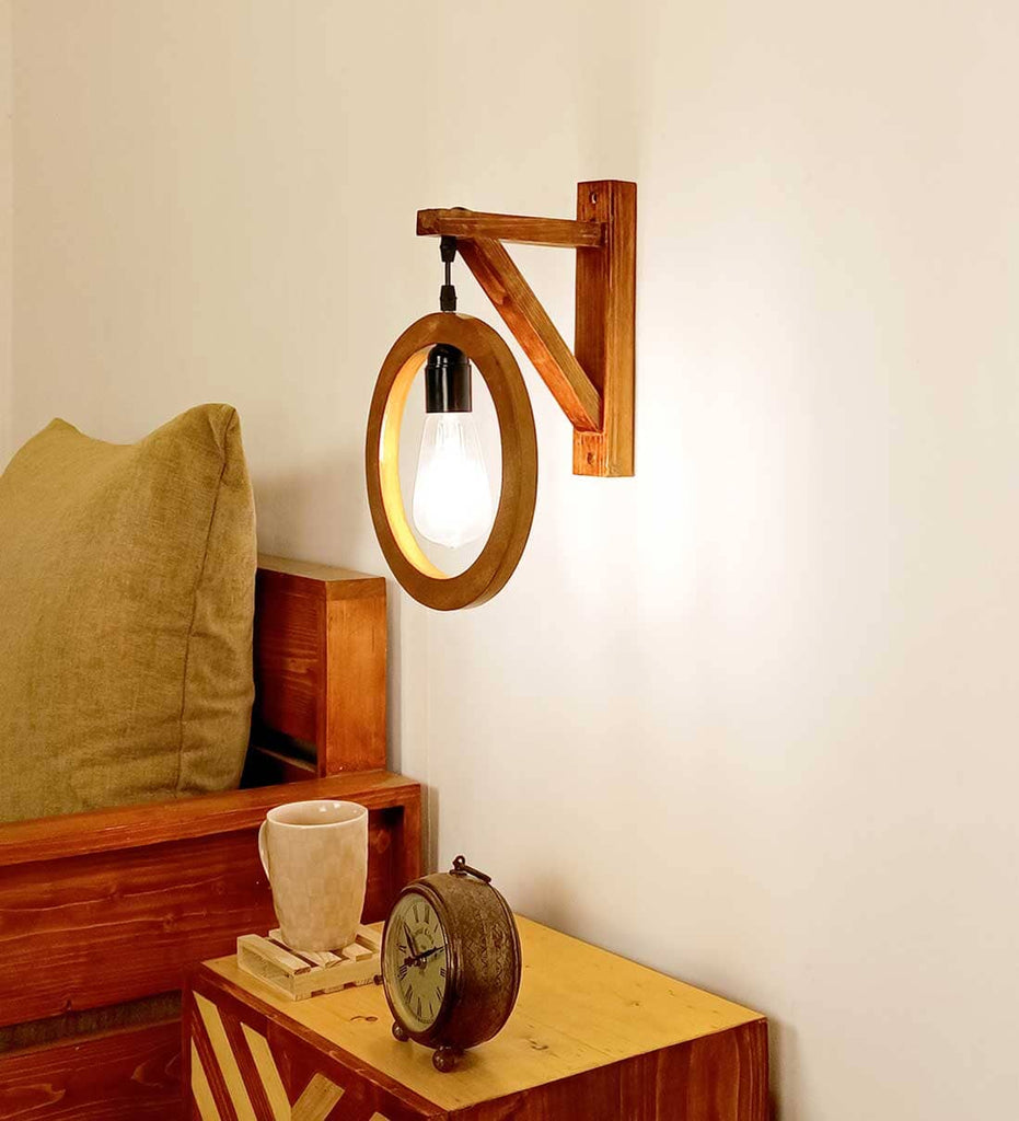 Halo L Brown Wooden Wall Light