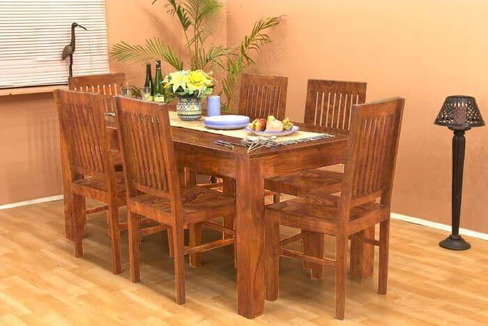 Solid Wood Cube Dining Set 6 Seater with Chairs