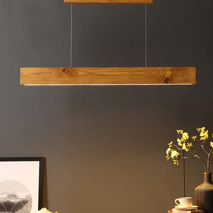 Solid Wood Slimline 48 Led Hanging Lamp With Brown Base