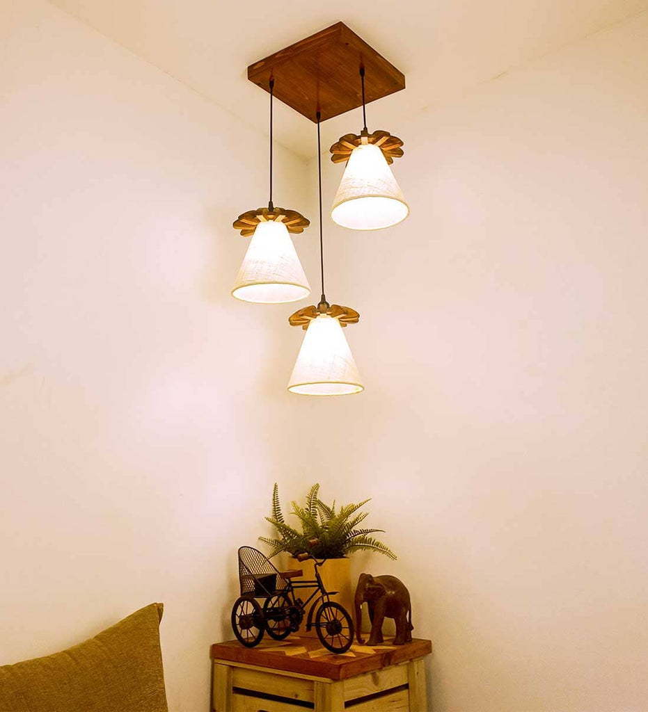 Propel Brown Wooden Cluster Hanging Lamp