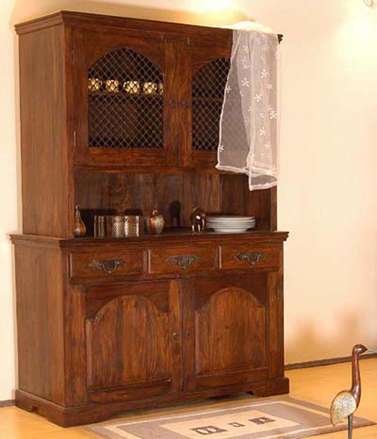 Solid Wood Jali Kitchen Cabinet