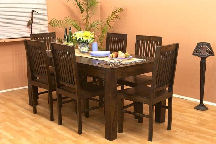 Solid Wood Durban Dining Set 6 Seater with Chairs