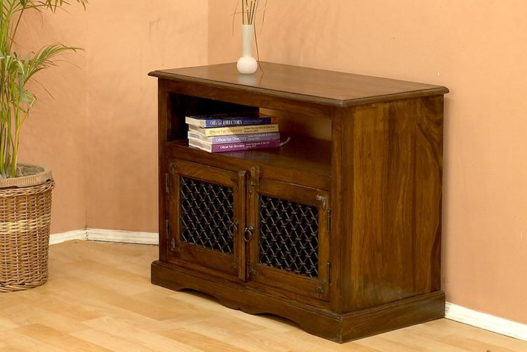 Solid Wood Jali Small Tv Cabinet