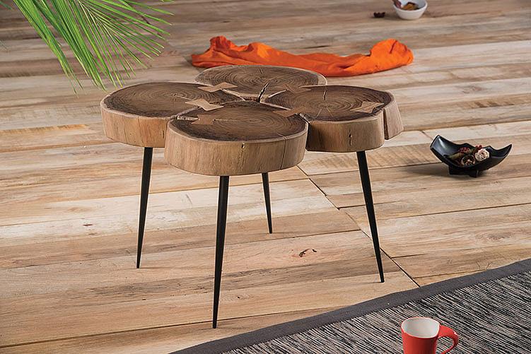 Solid Wood INDIANA Quad Lamp Stool