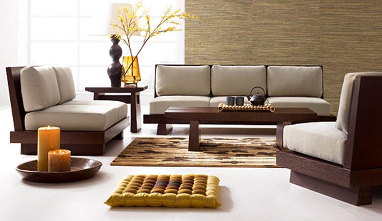 Solid Wood Contrast Sofa Set