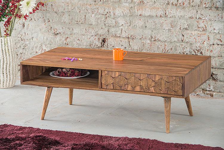 Solid Wood Brew Coffee Table with Drawer