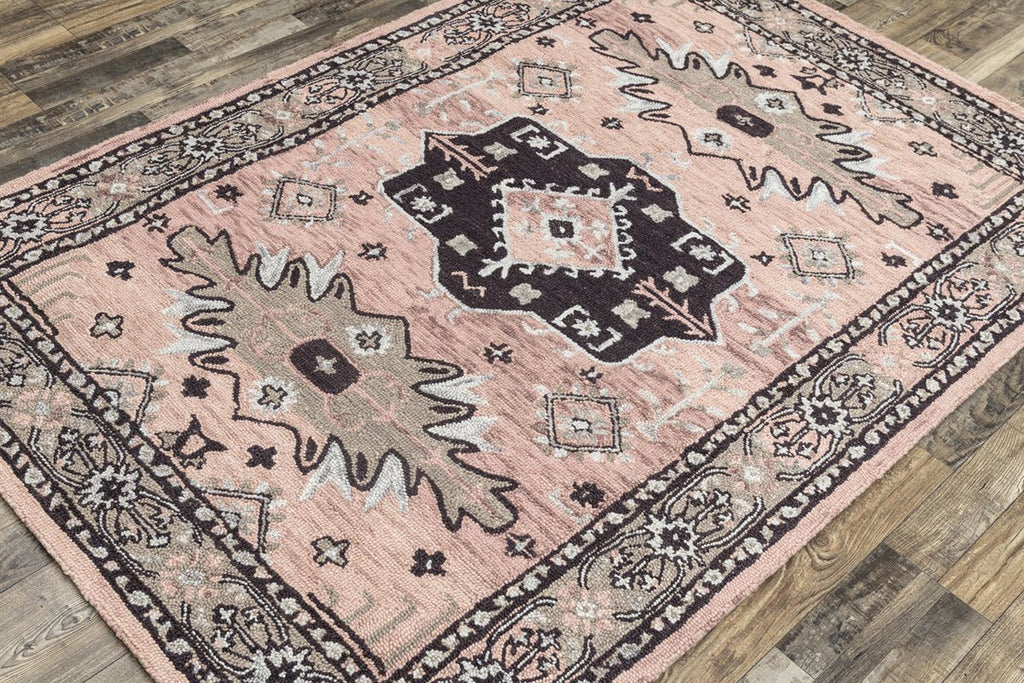 Spatial Pink Grey Hand Tufted Wool Carpet