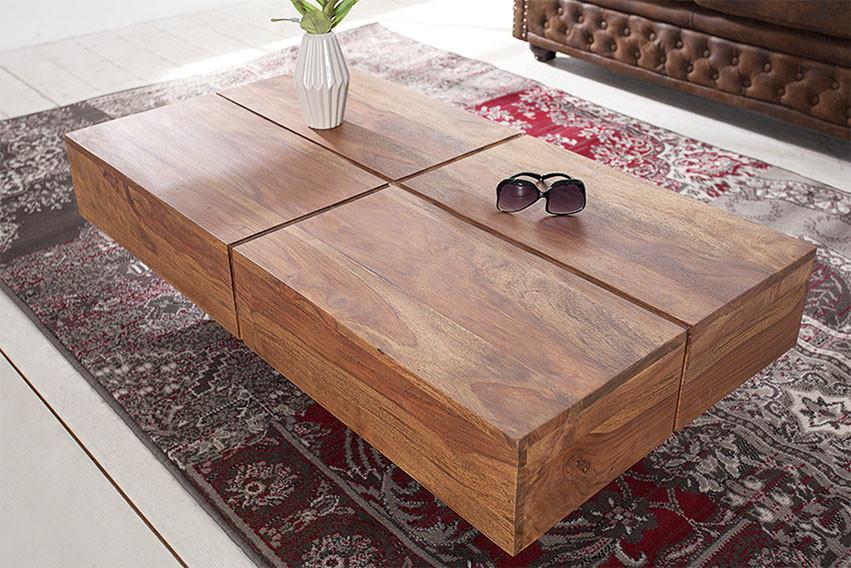 Solid Wood Contrast Coffee Table Large