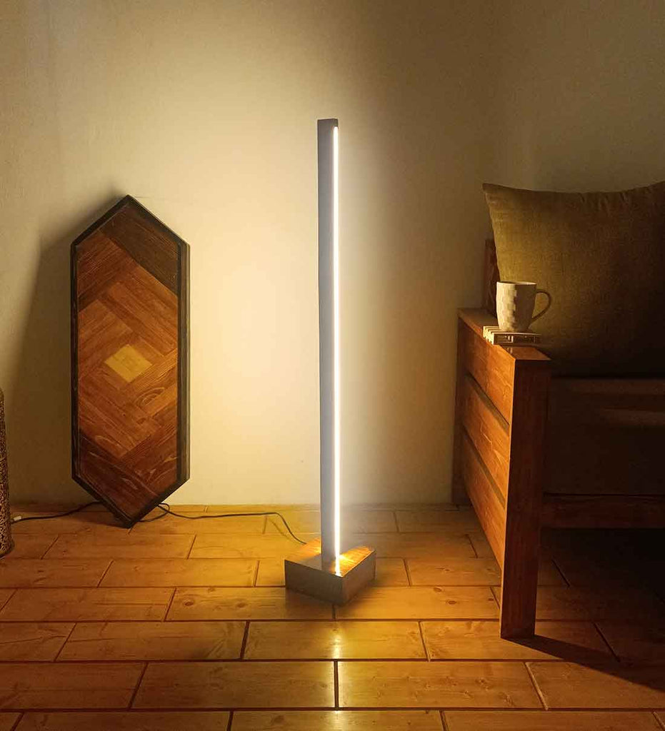 Solid Wood Excalibur LED Floor Lamp With Brown Base