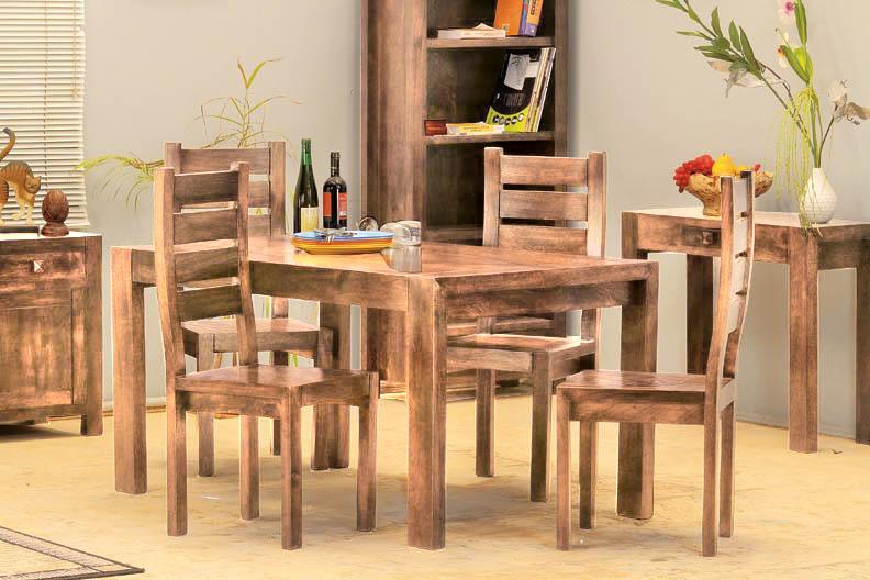 Solid Wood Cubex Dining Set with Bench