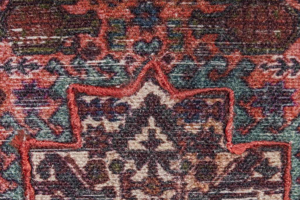 Thistle Maroon Printed Cotton Durrie Cushion With Hand Work