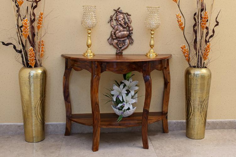 Solid Wood Tania Half Round Console Table