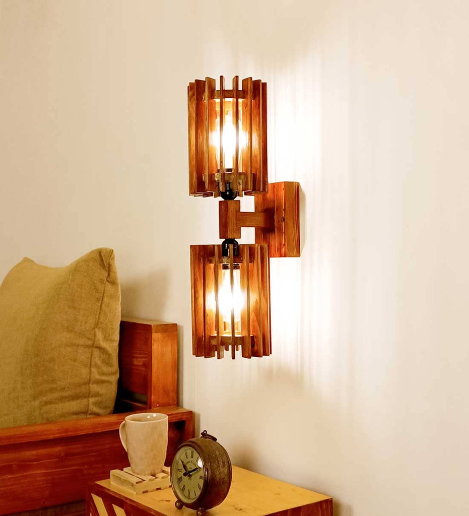 Ventus Duo Brown Wooden Wall Light