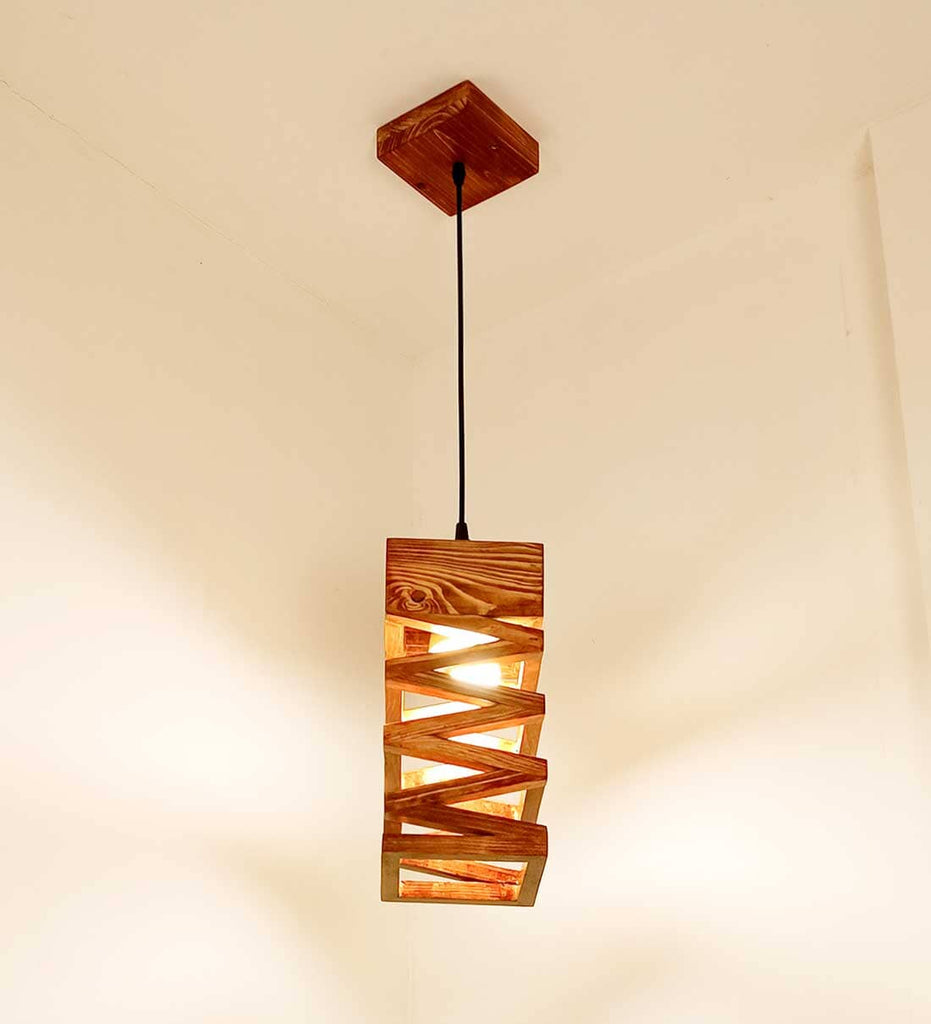Wiggle Brown Wooden Single Hanging Lamp