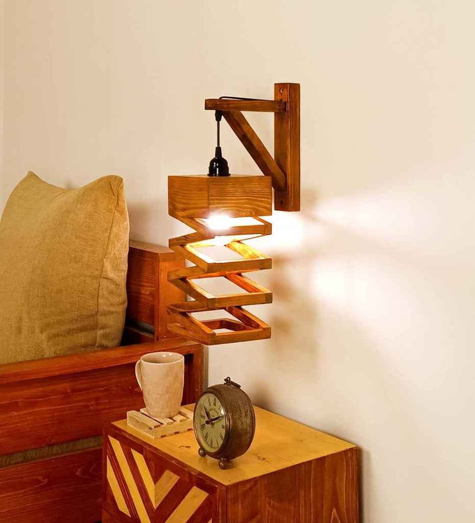 Wiggle L Brown Wooden Wall Light