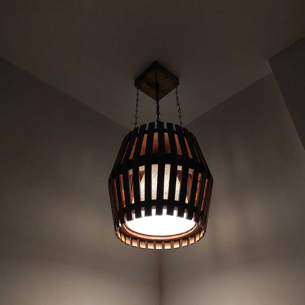 Bourbon Brown Wooden Single Hanging Lamp