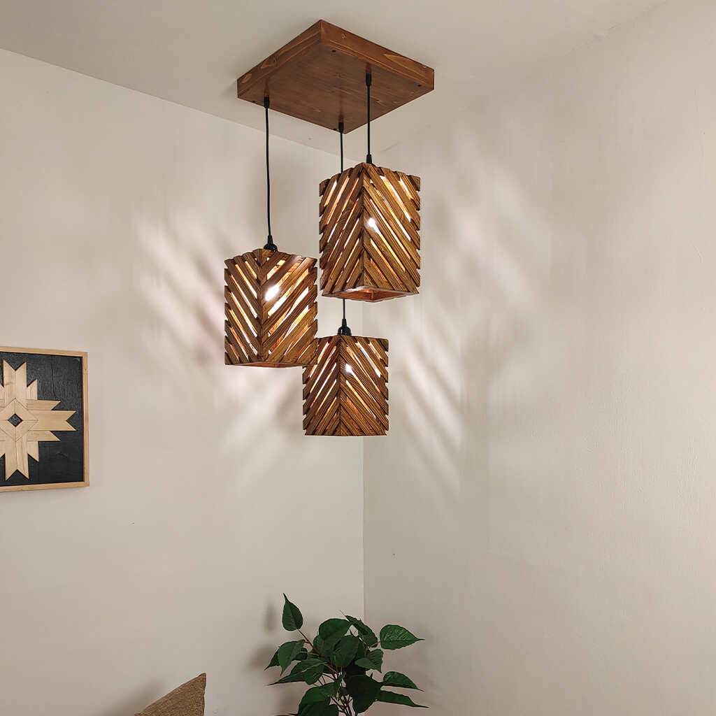 Oblique Brown Cluster Hanging Lamp